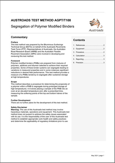 Cover of Segregation of Polymer Modified Binders