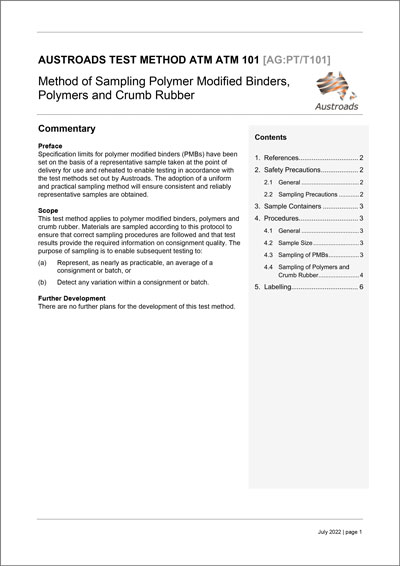 Cover of Method of Sampling Polymer Modified Binders, Polymers and Crumb Rubber