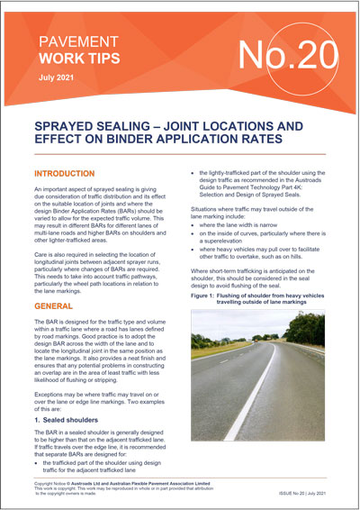 Sprayed Sealing – Joint Locations and Effect on Binder Application Rates
