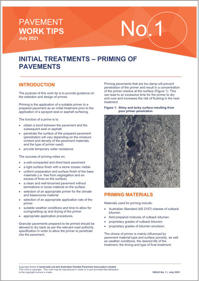 Cover of Initial Treatments – Priming of Pavements