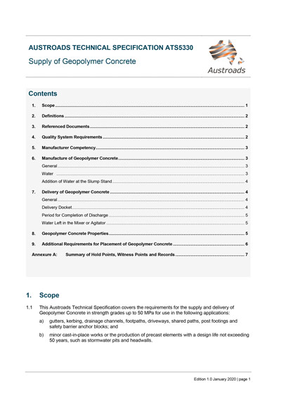 Cover of Supply of Geopolymer Concrete