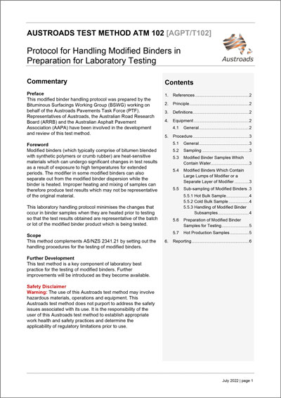 Cover of Protocol for Handling Modified Binders in  Preparation for Laboratory Testing