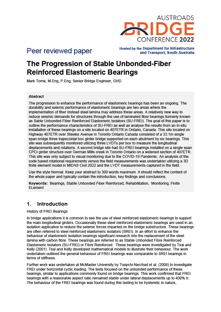 The Progression of Stable Unbonded-Fiber Reinforced Elastomeric Bearings