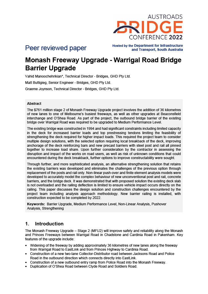 Monash Freeway Upgrade - Warrigal Road Bridge Barrier Upgrade
