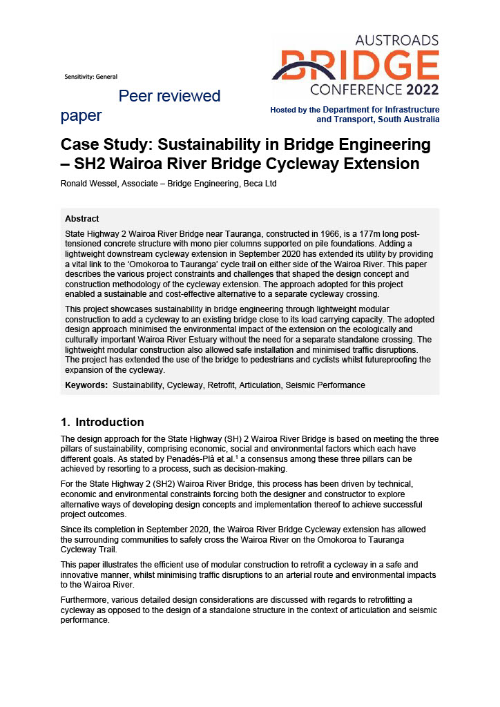 Case Study: Sustainability in Bridge Engineering - SH2 Wairoa River Bridge Cycleway Extension