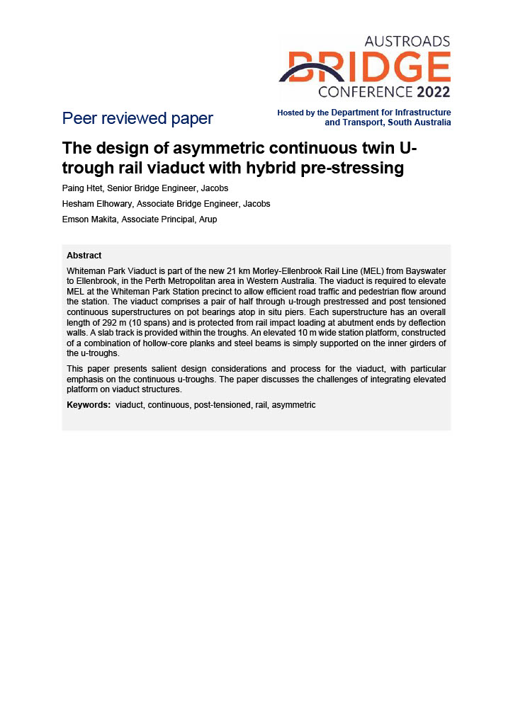 The design of asymmetric continuous twin U-trough rail viaduct with hybrid pre-stressing