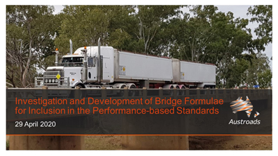 Webinar: Investigation and Development of Bridge Formulae for Inclusion in the Performance-based Standards