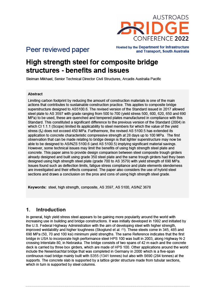 High strength steel for composite bridge structures - benefits and issues