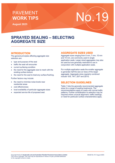 Sprayed Sealing – Selecting Aggregate Size