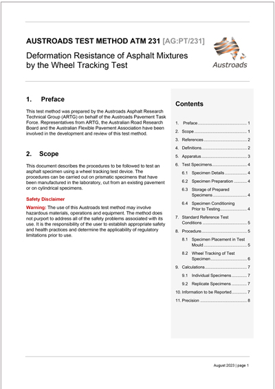 Deformation Resistance of Asphalt Mixtures by the Wheel Tracking Test