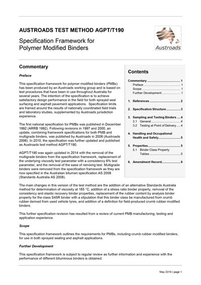 Specification Framework for Polymer Modified Binders